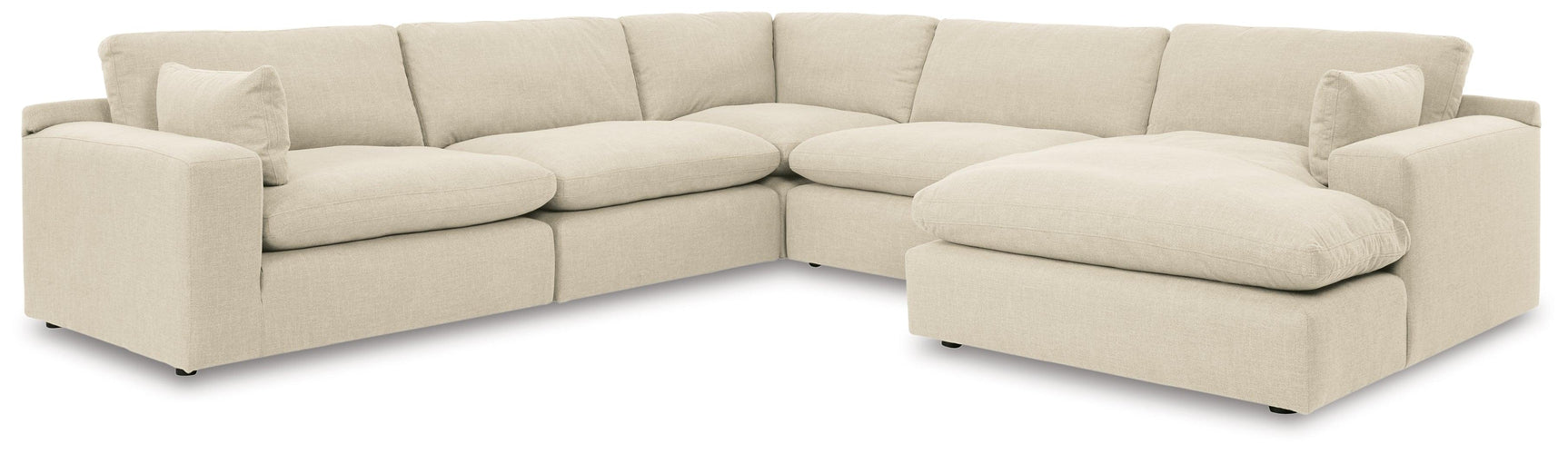 Elyza Linen Chenille 5-Piece Sectional With Chaise