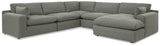 Elyza Smoke 5-Piece Sectional With Chaise 10007S7 - Ella Furniture