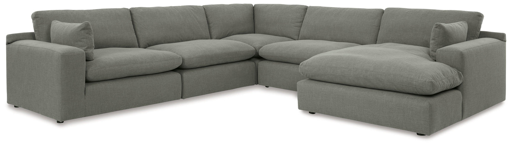 Elyza Smoke 5-Piece Sectional With Chaise 10007S7 - Ella Furniture