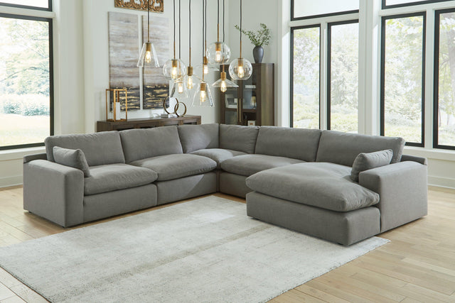 Elyza Smoke 5-Piece Sectional With Chaise 10007S7 - Ella Furniture