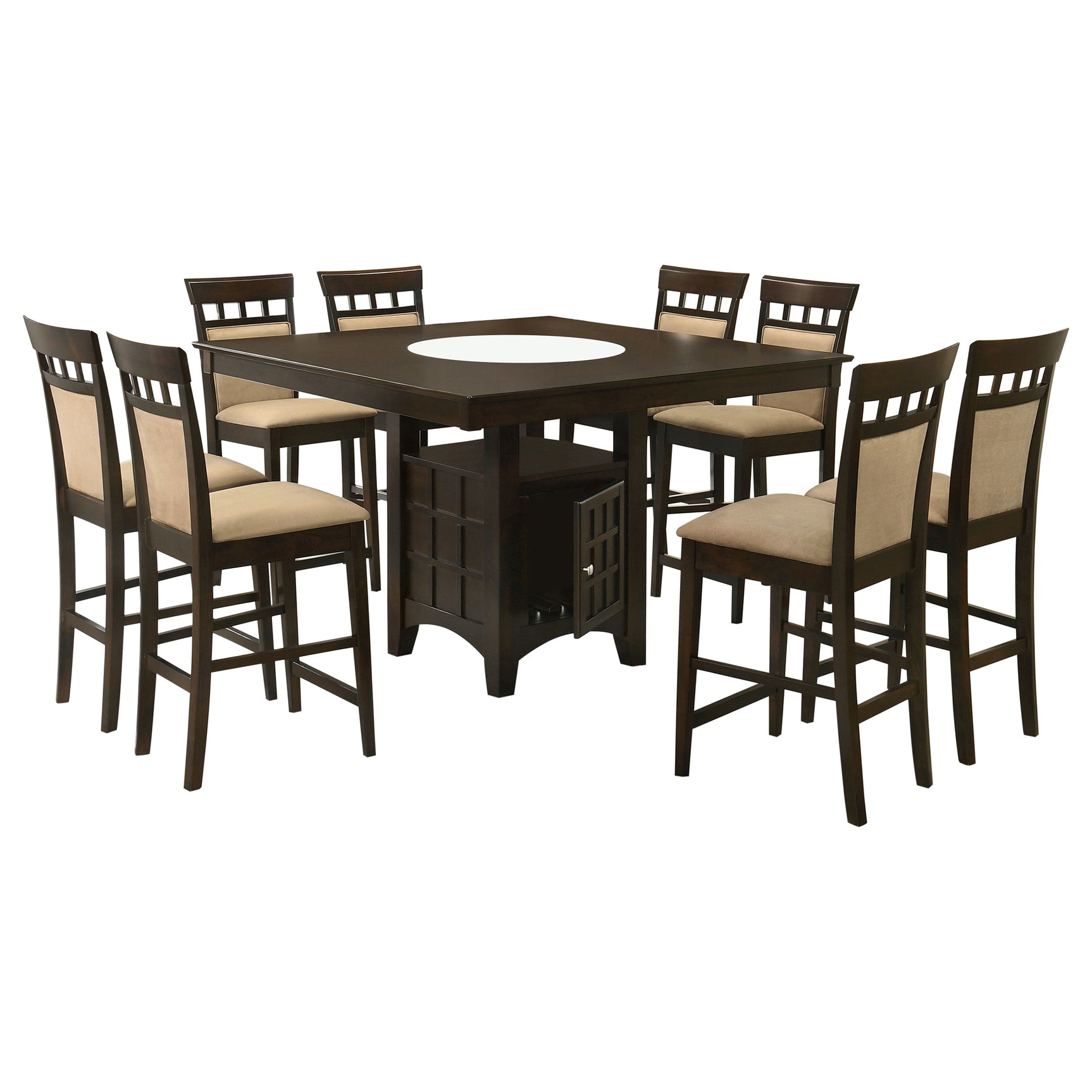Gabriel Cappuccino Square Upholstered Back Counter Height Set