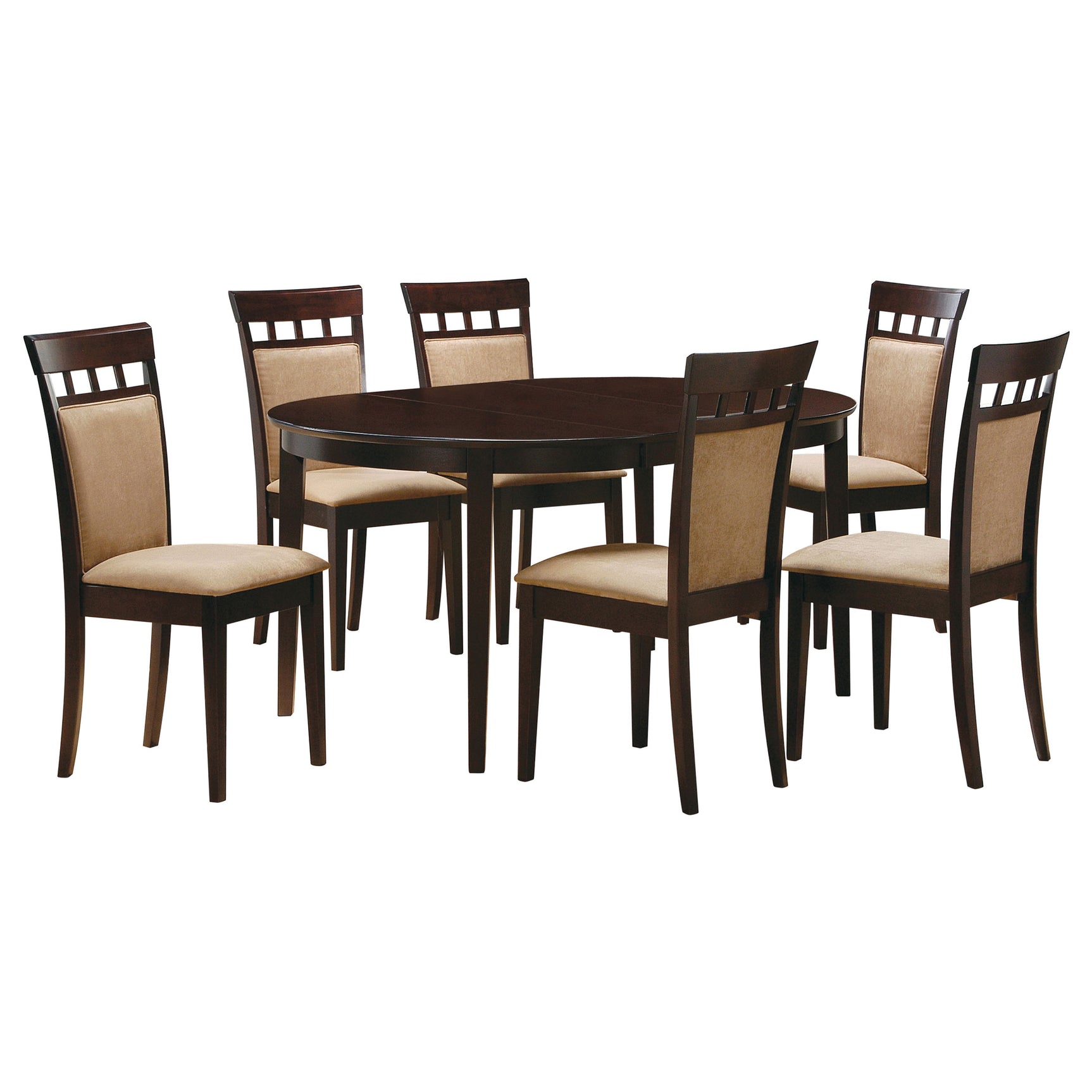 Gabriel Cappuccino Upholstered Back Extension Leaf Dining Room Set