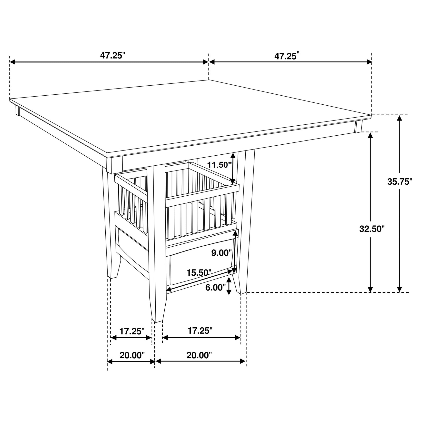 Jaden Espresso Square Counter Height Set