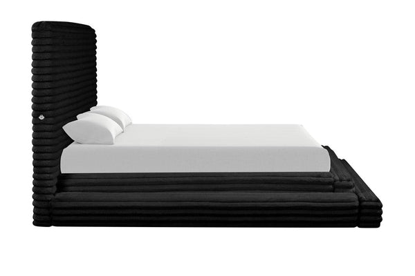 Mariah Black Upholstered Platform King Bed