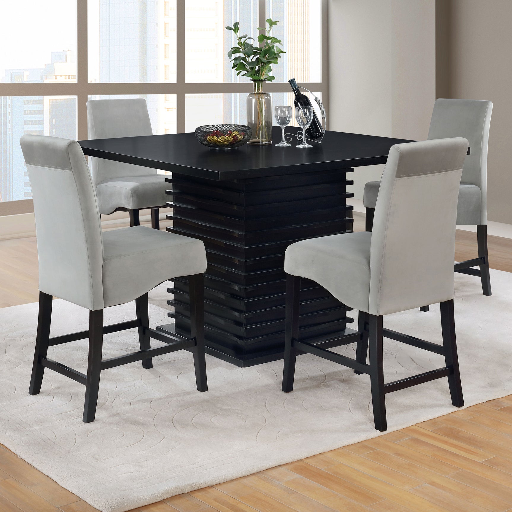 Stanton Black Gray Square Counter Height Set