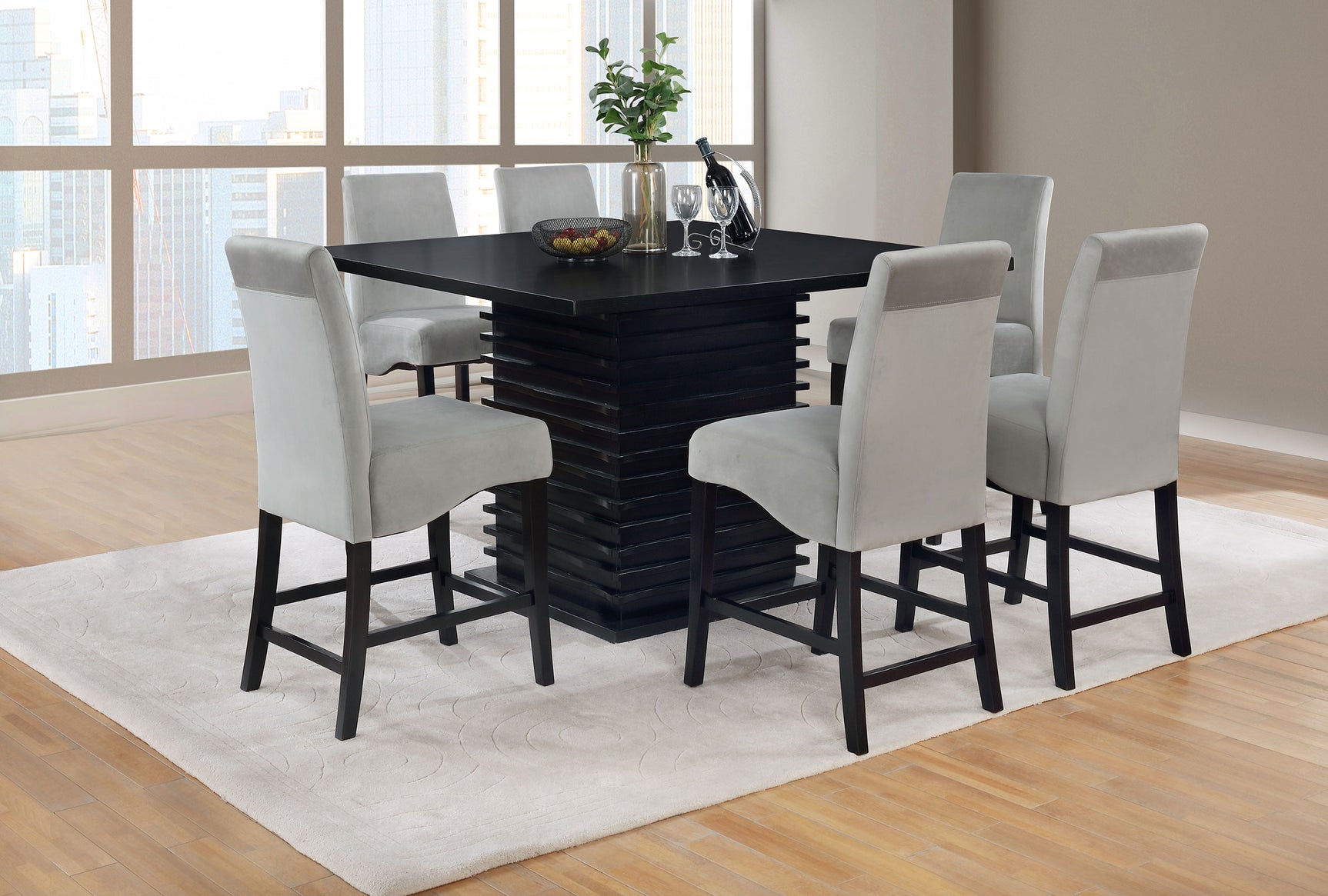 Stanton Black Gray Square Counter Height Set