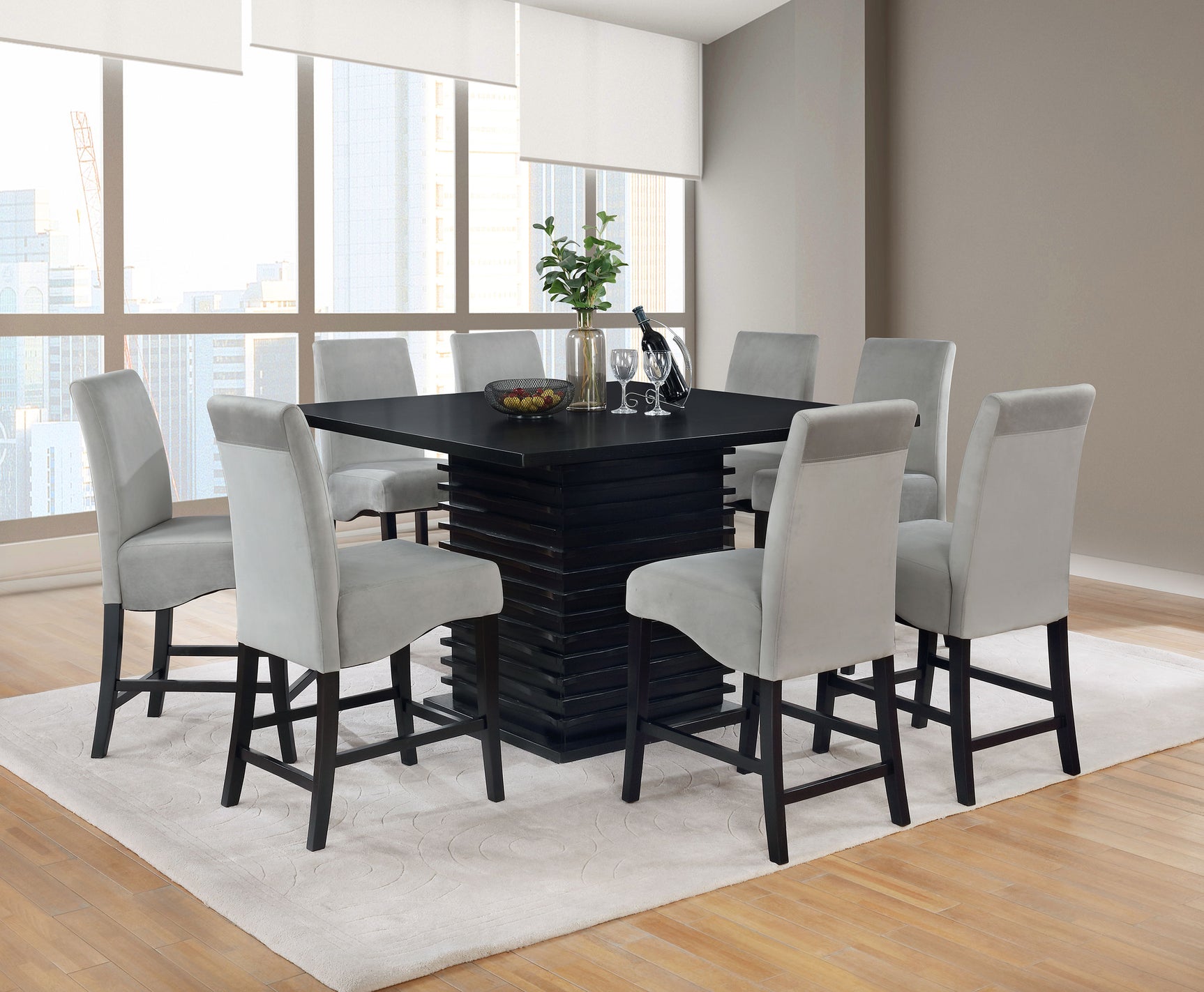 Stanton Black Gray Square Counter Height Set