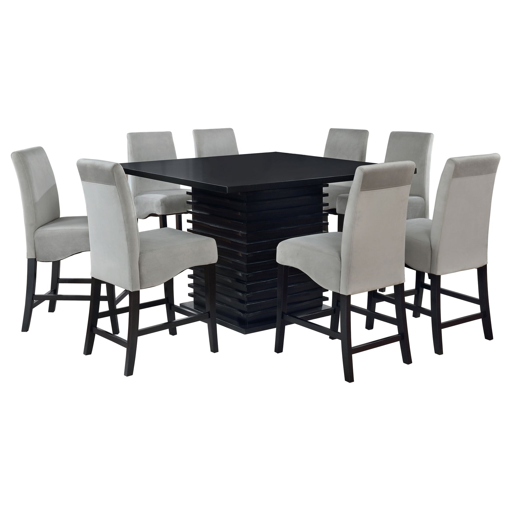 Stanton Black Gray Square Counter Height Set
