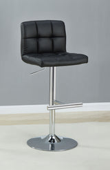 Adjustable Height Bar Stools Chrome and Black (Set of 2)