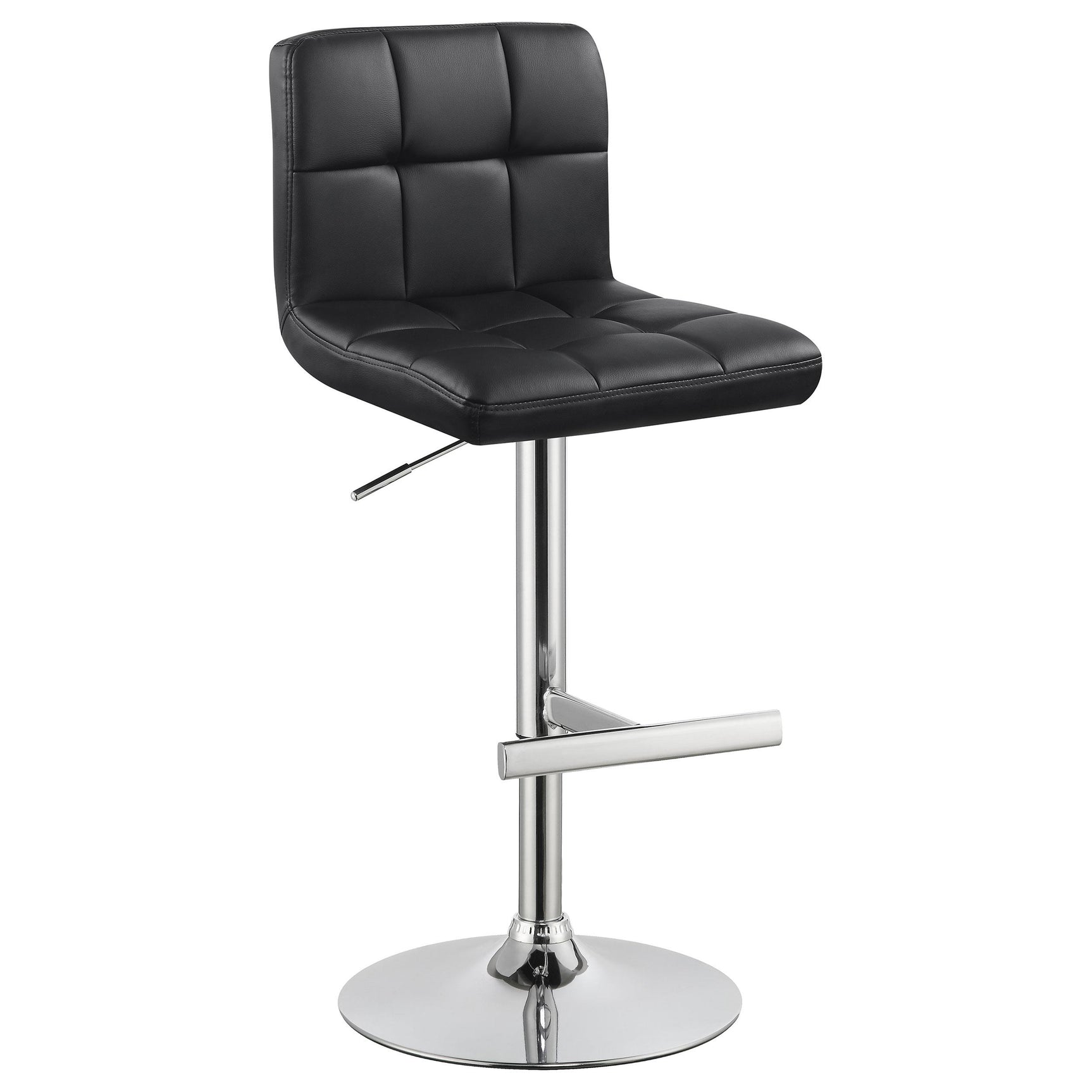 Adjustable Height Bar Stools Chrome and Black (Set of 2)