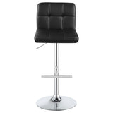 Adjustable Height Bar Stools Chrome and Black (Set of 2)
