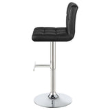 Adjustable Height Bar Stools Chrome and Black (Set of 2)