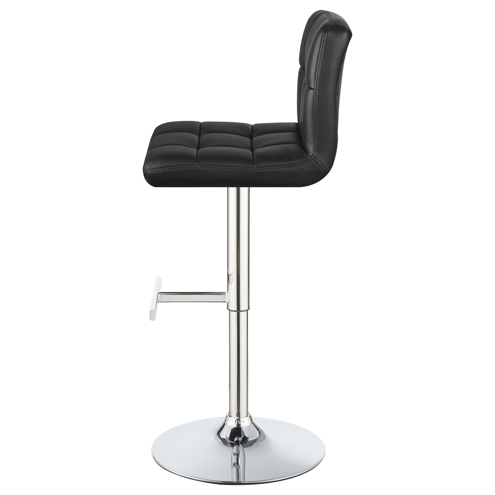 Adjustable Height Bar Stools Chrome and Black (Set of 2)