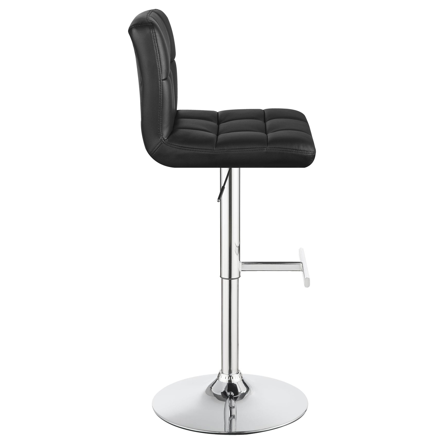 Adjustable Height Bar Stools Chrome and Black (Set of 2)