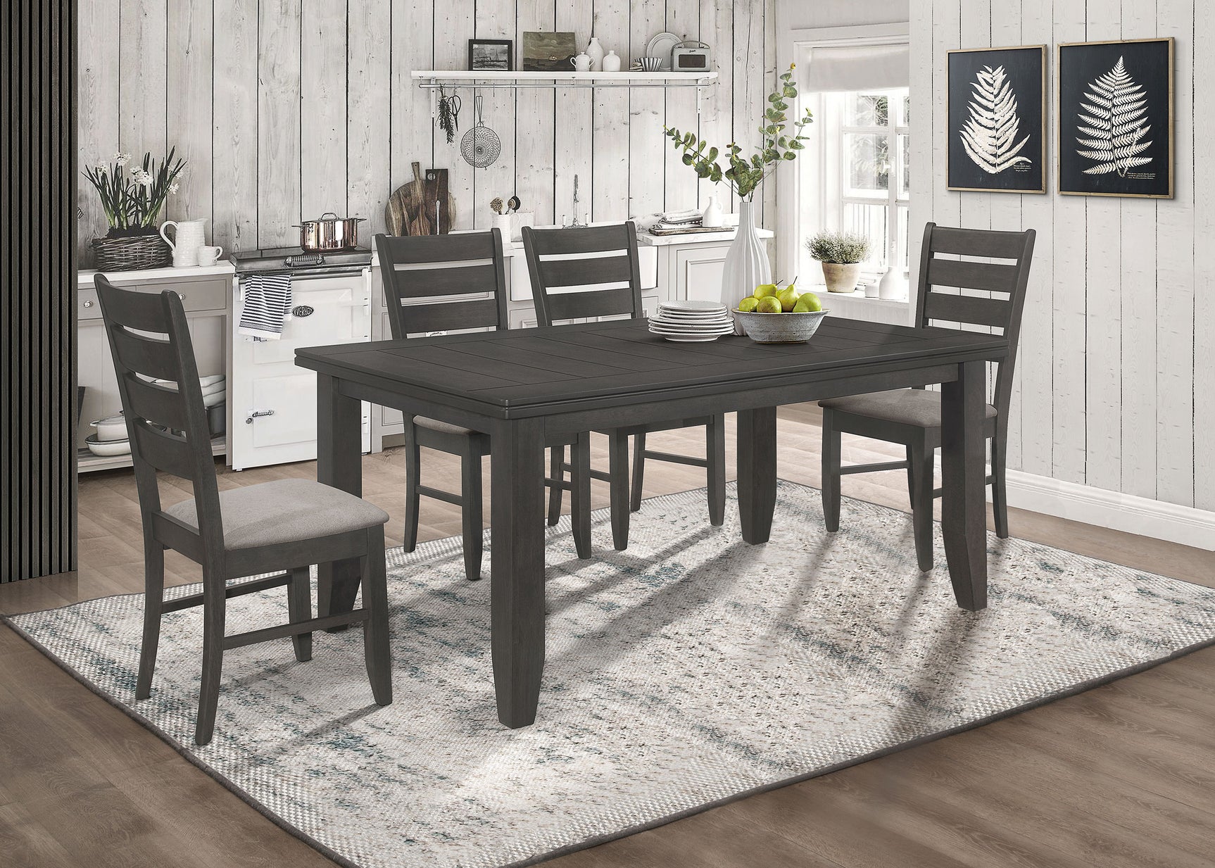 Dalila Dark Grey Rectangular Dining Room Set