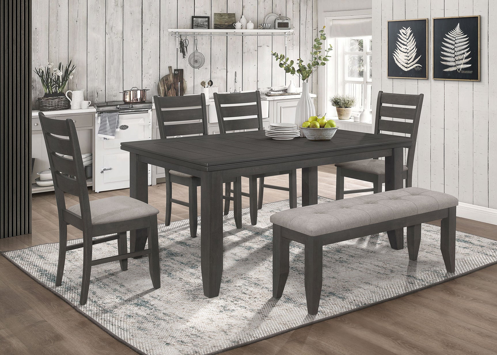 Dalila Dark Grey Rectangular Dining Room Set