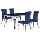 Carone Blue 61-inch Rectangular Glass Dining Room Set