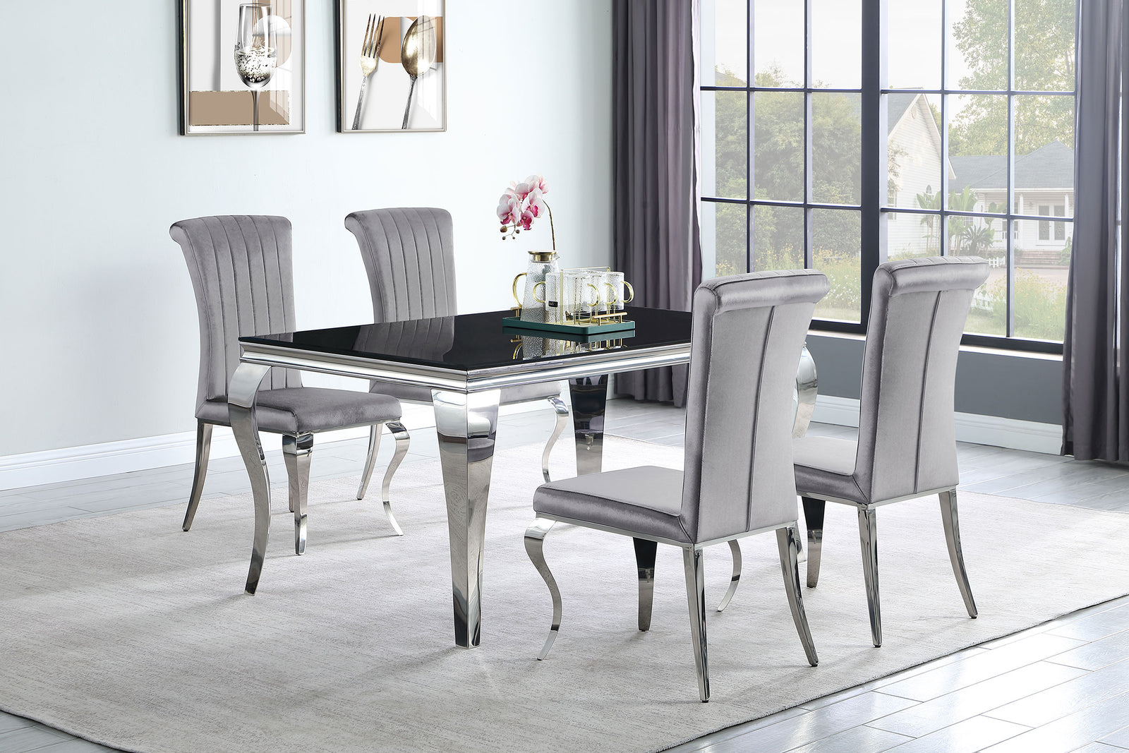 Carone Grey 61-inch Rectangular Glass Dining Room Set