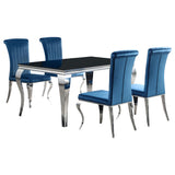 Carone Teal 61-inch Rectangular Glass Dining Room Set
