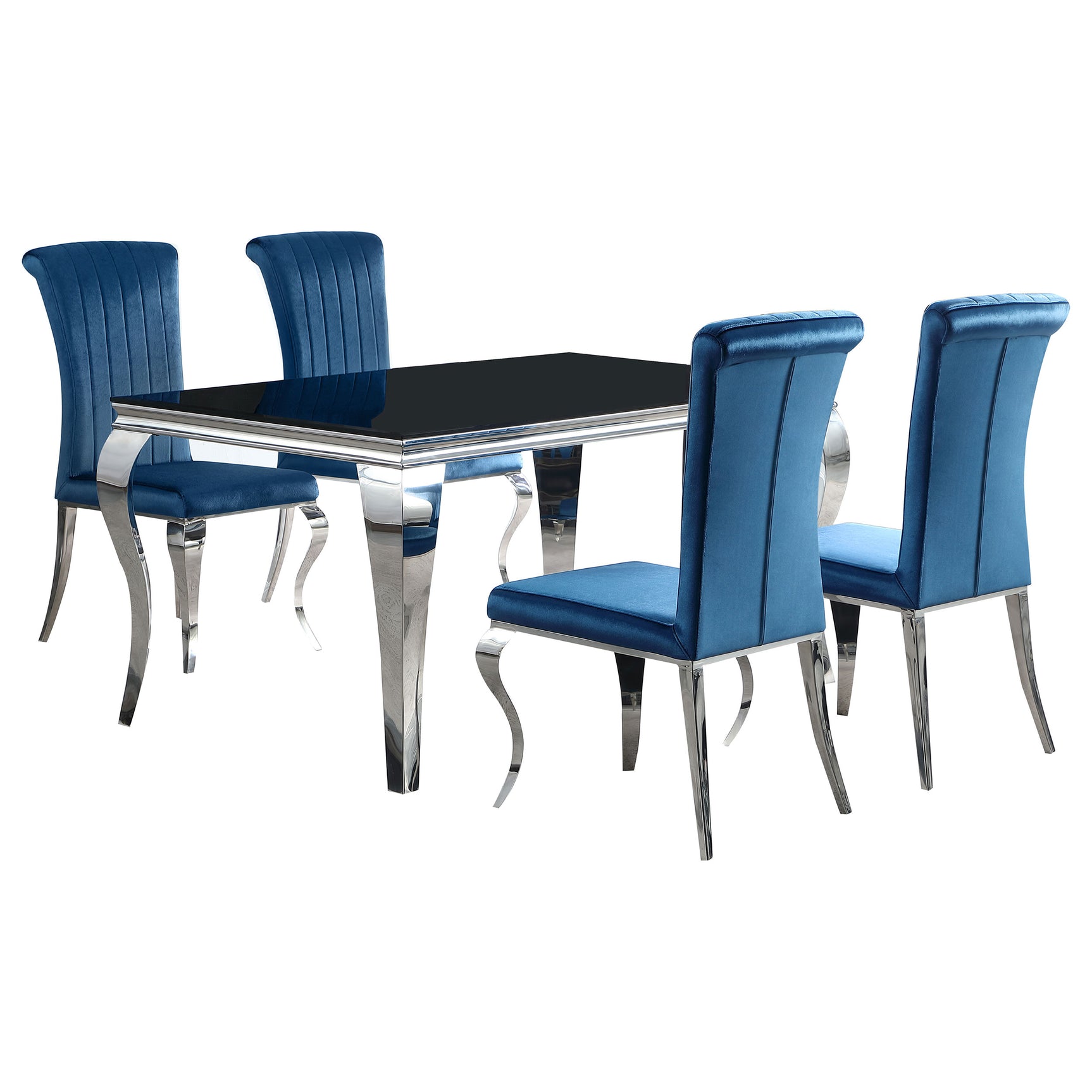 Carone Teal 61-inch Rectangular Glass Dining Room Set
