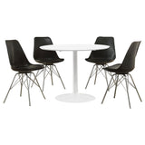 Lowry White Black Round Dining Room Set