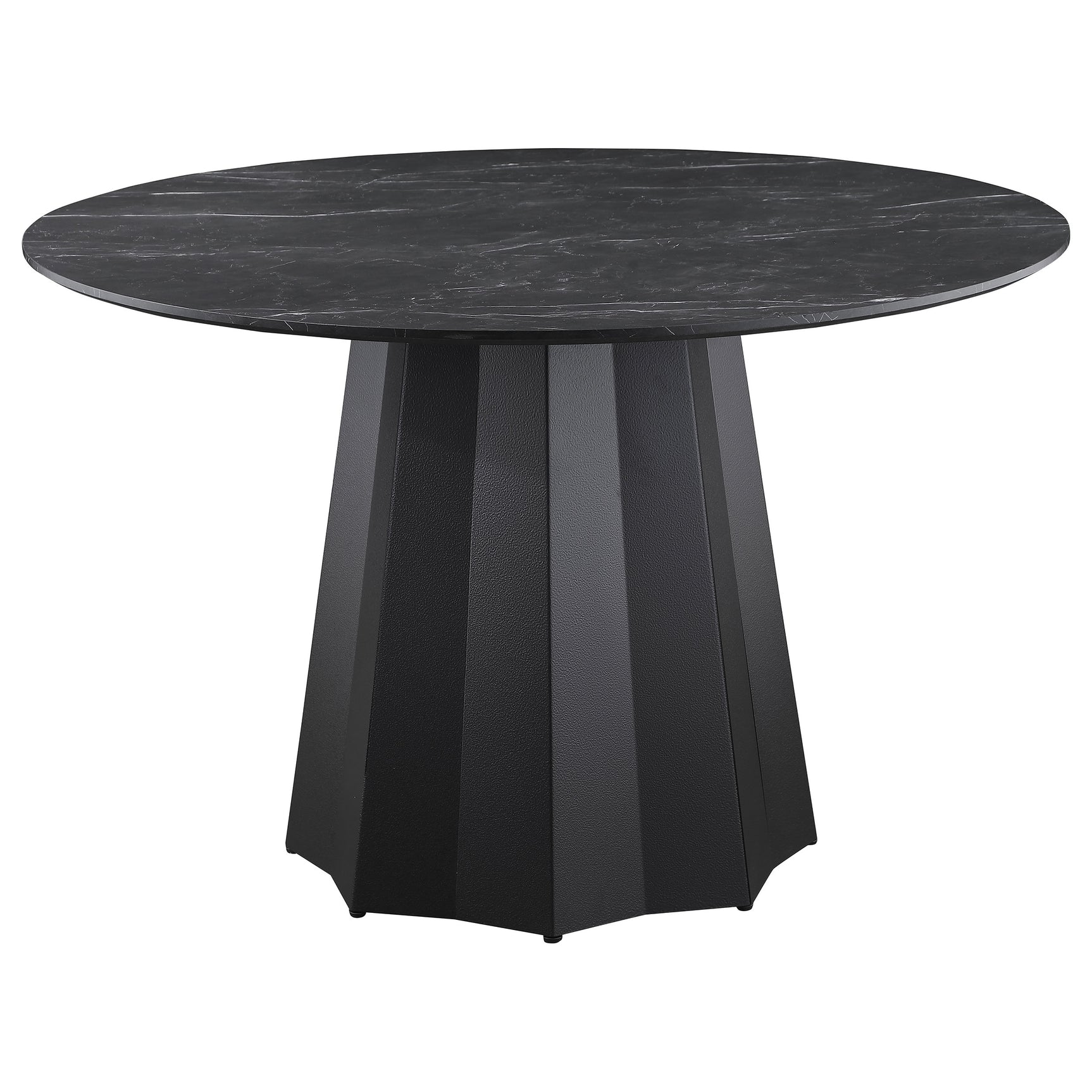 Camden Black Round Faux Marble Top Dining Room Set