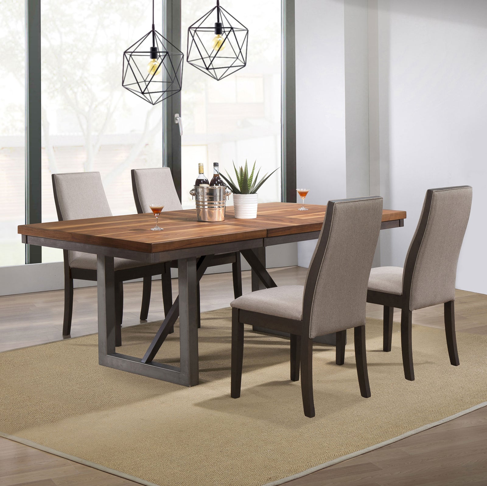 Spring Taupe Rectangular Dining Room Set