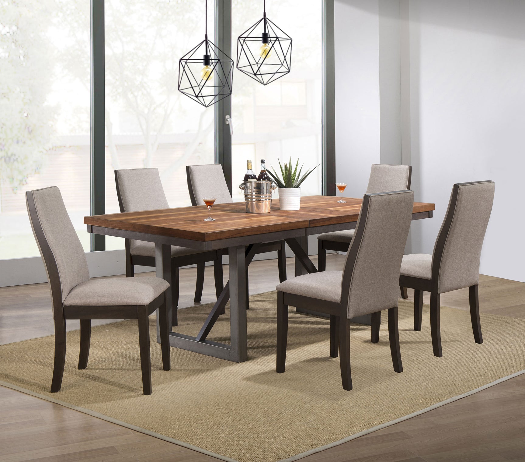 Spring Taupe Rectangular Dining Room Set