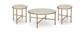 Antique Gold Natural Marble Coffee Table and End Table Set — product view