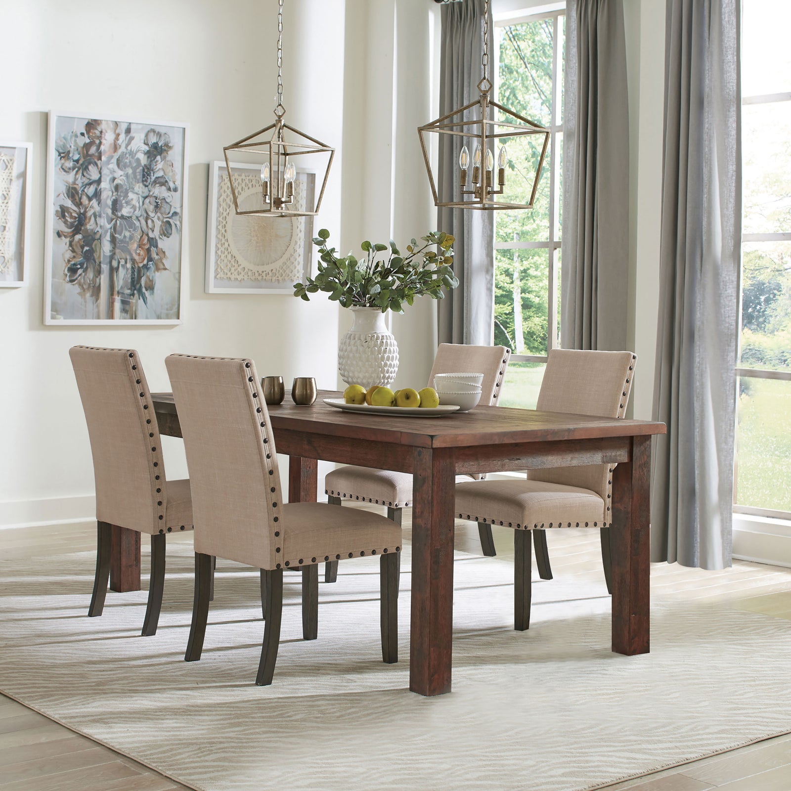 Coleman Rustic Golden Brown Rectangular Dining Set