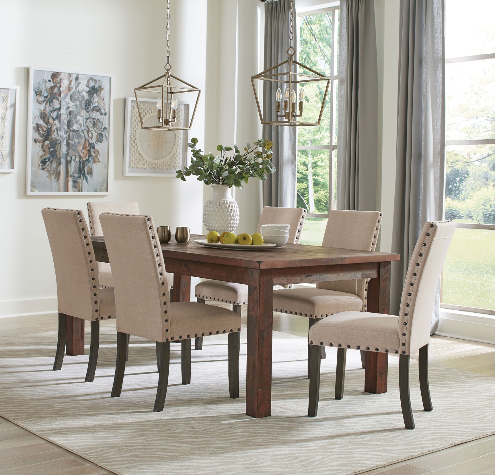 Coleman Rustic Golden Brown Rectangular Dining Set