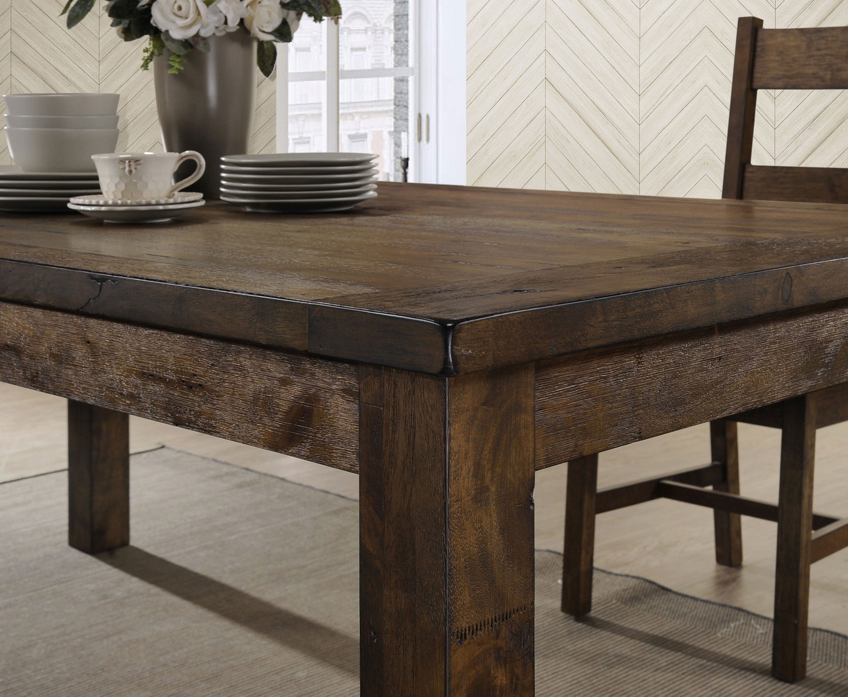 Coleman Rustic Golden Brown Rectangular Dining Set