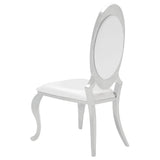 Anchorage Chrome and Black Round Dining Set with 4 Cream Leatherette Chairs