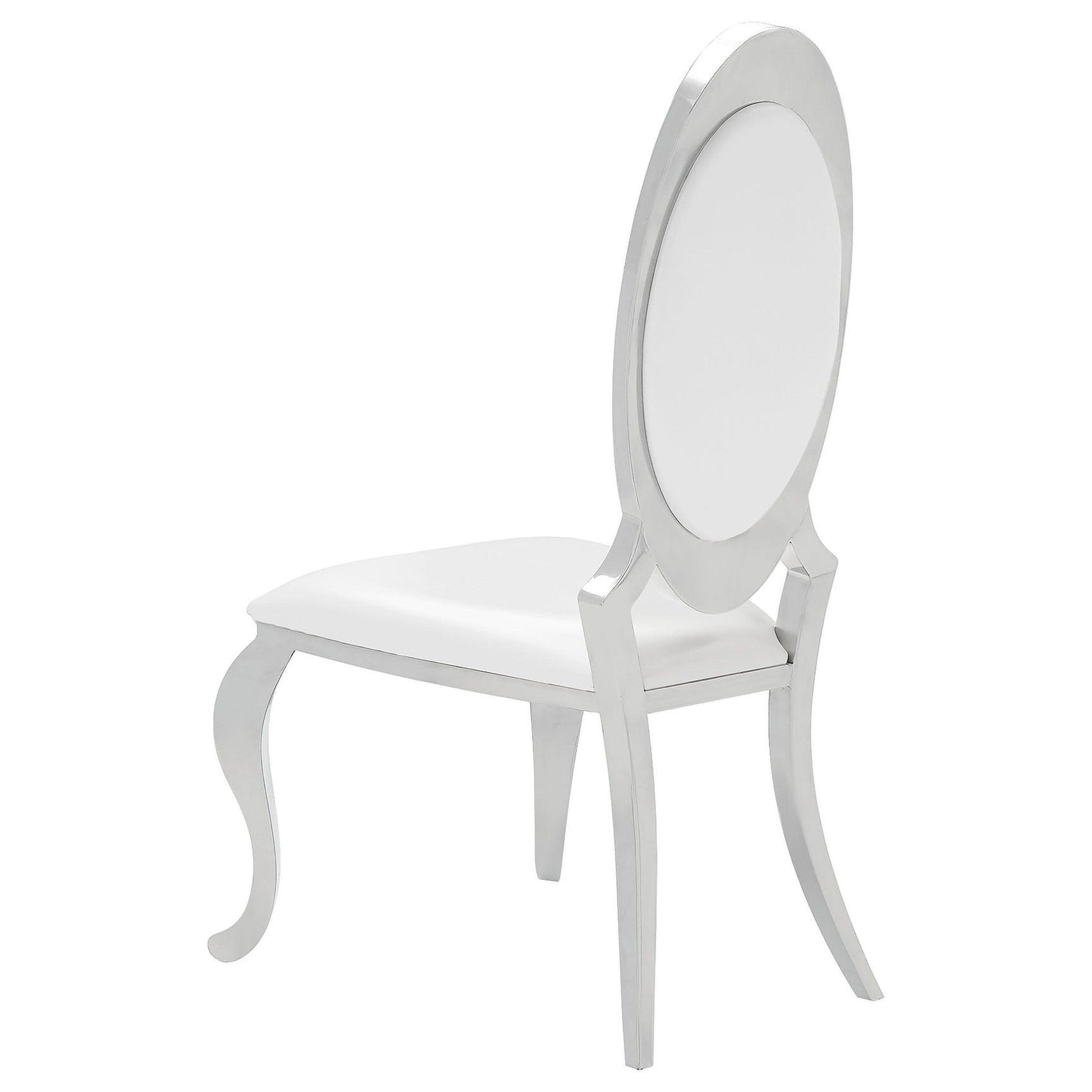 Anchorage Chrome and Black Round Dining Set with 4 Cream Leatherette Chairs