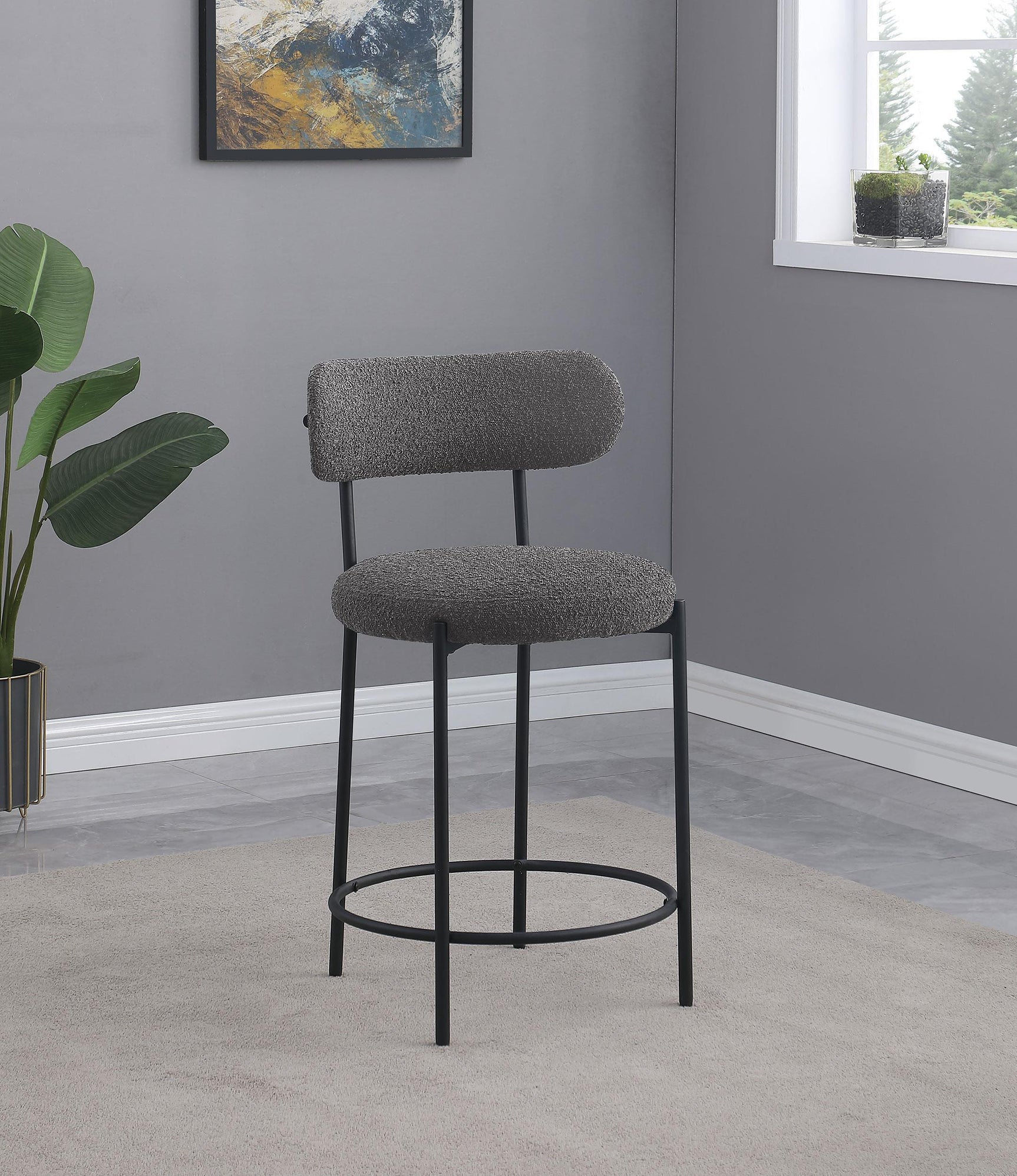 Viola Boucle Upholstered Counter Chair Gray (Set of 2)