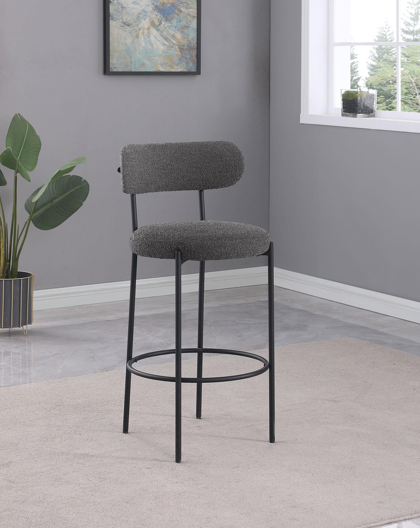 Viola Boucle Upholstered Bar Chair Gray (Set of 2)