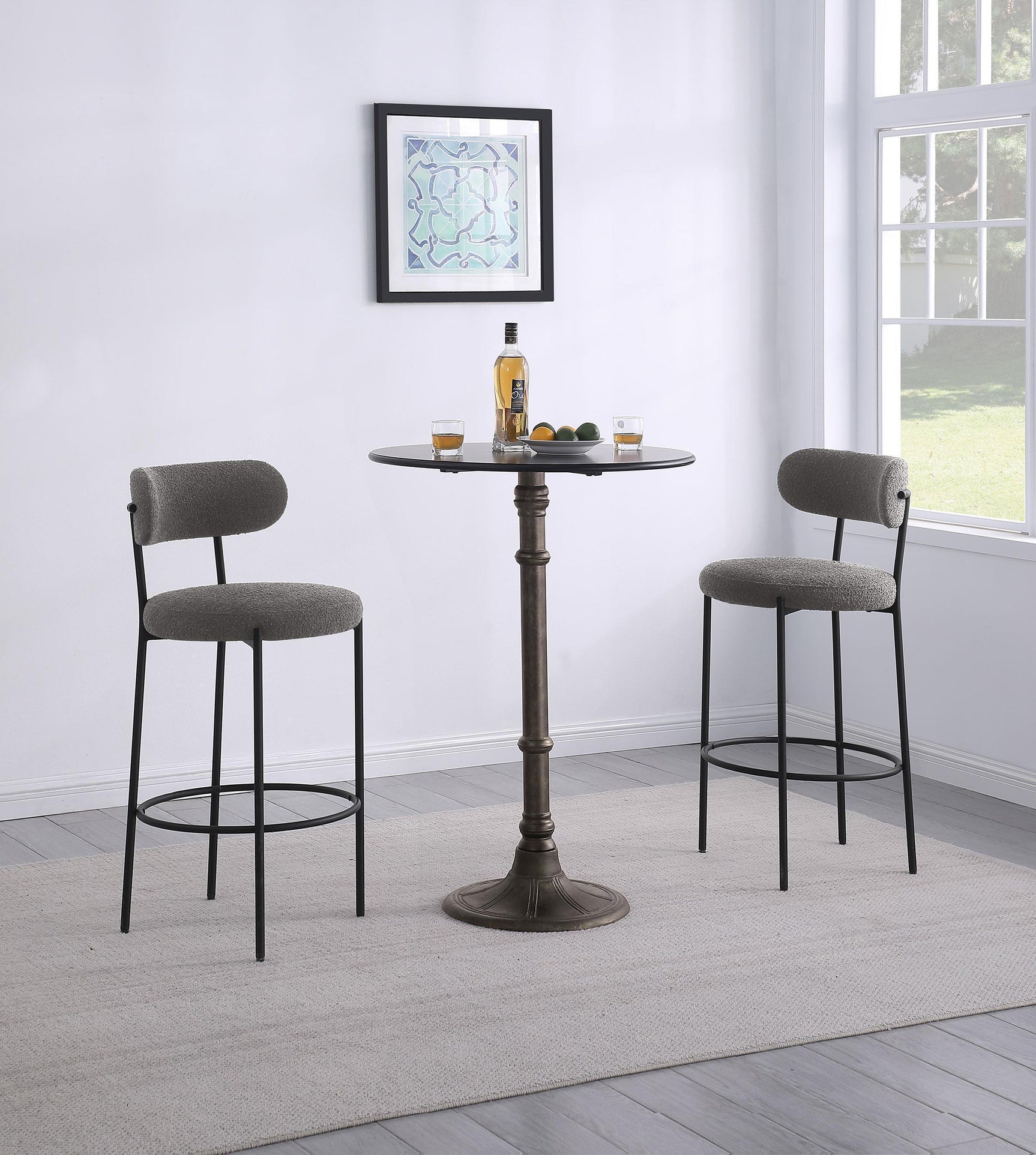 Viola Boucle Upholstered Bar Chair Gray (Set of 2)