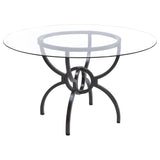 Aviano Gunmetal Round Glass Top Dining Room Set