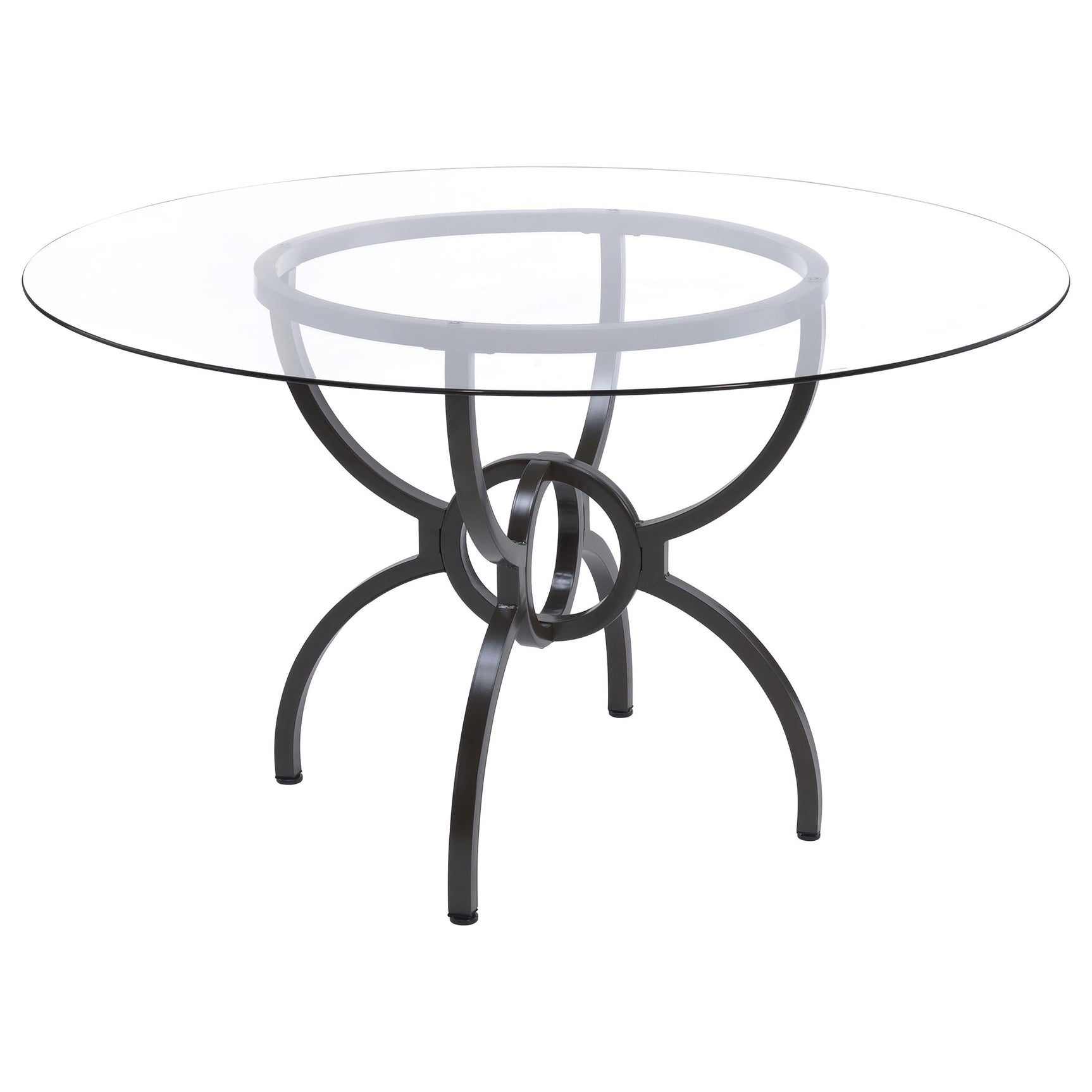 Aviano Gunmetal Round Glass Top Dining Room Set