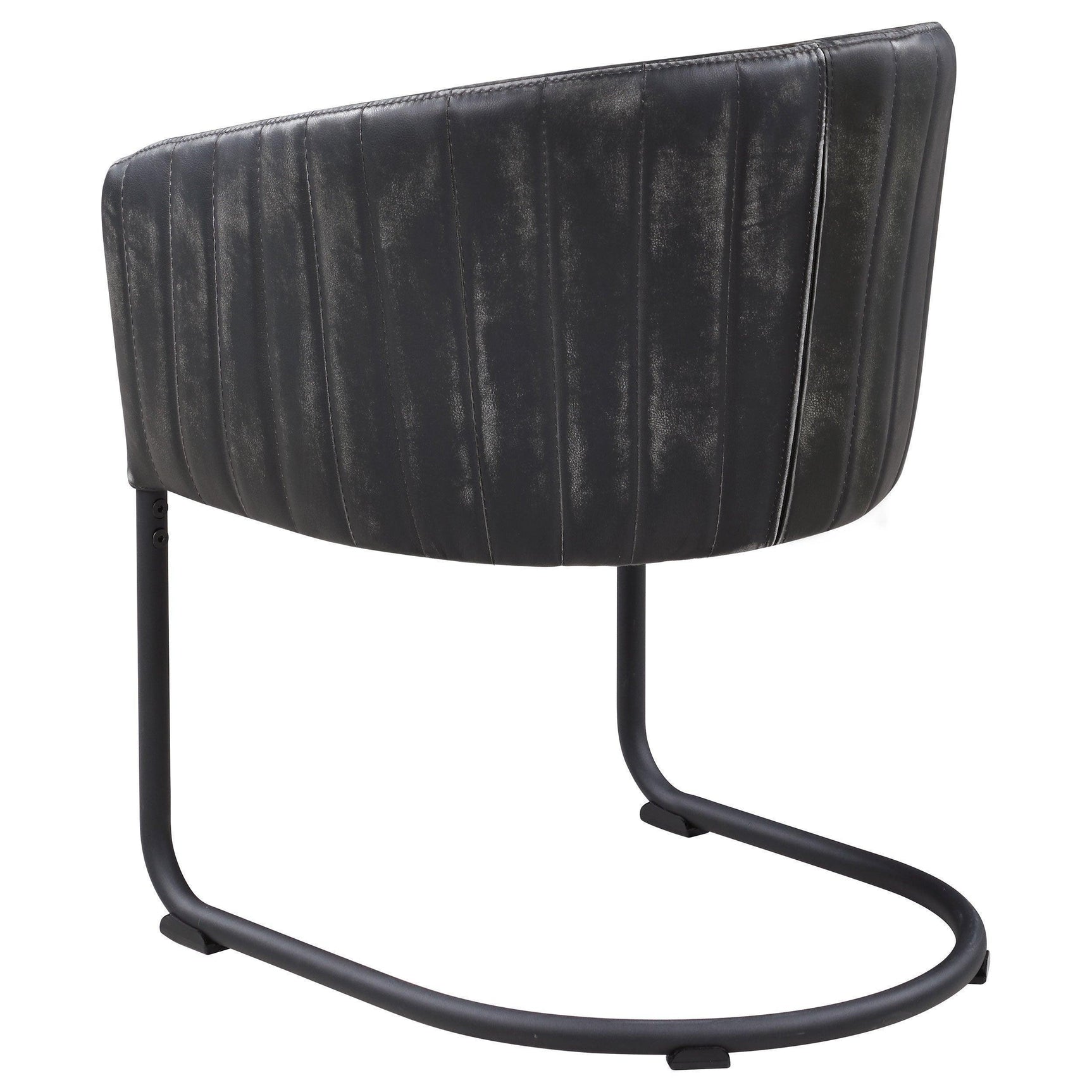 Aviano Gunmetal Circular Dining Set with 4 Anthracite Leatherette Chairs
