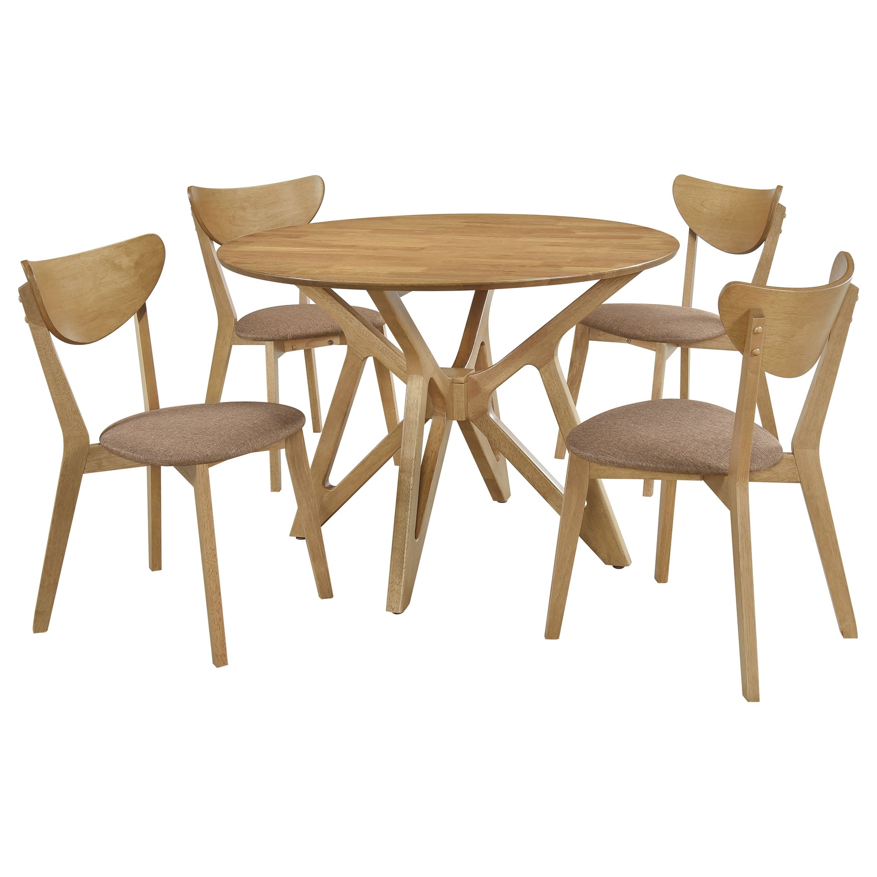Elowen Light Walnut Round Solid Wood Dining Set