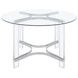 Keeling Chrome Round Glass Top Acrylic Dining Set