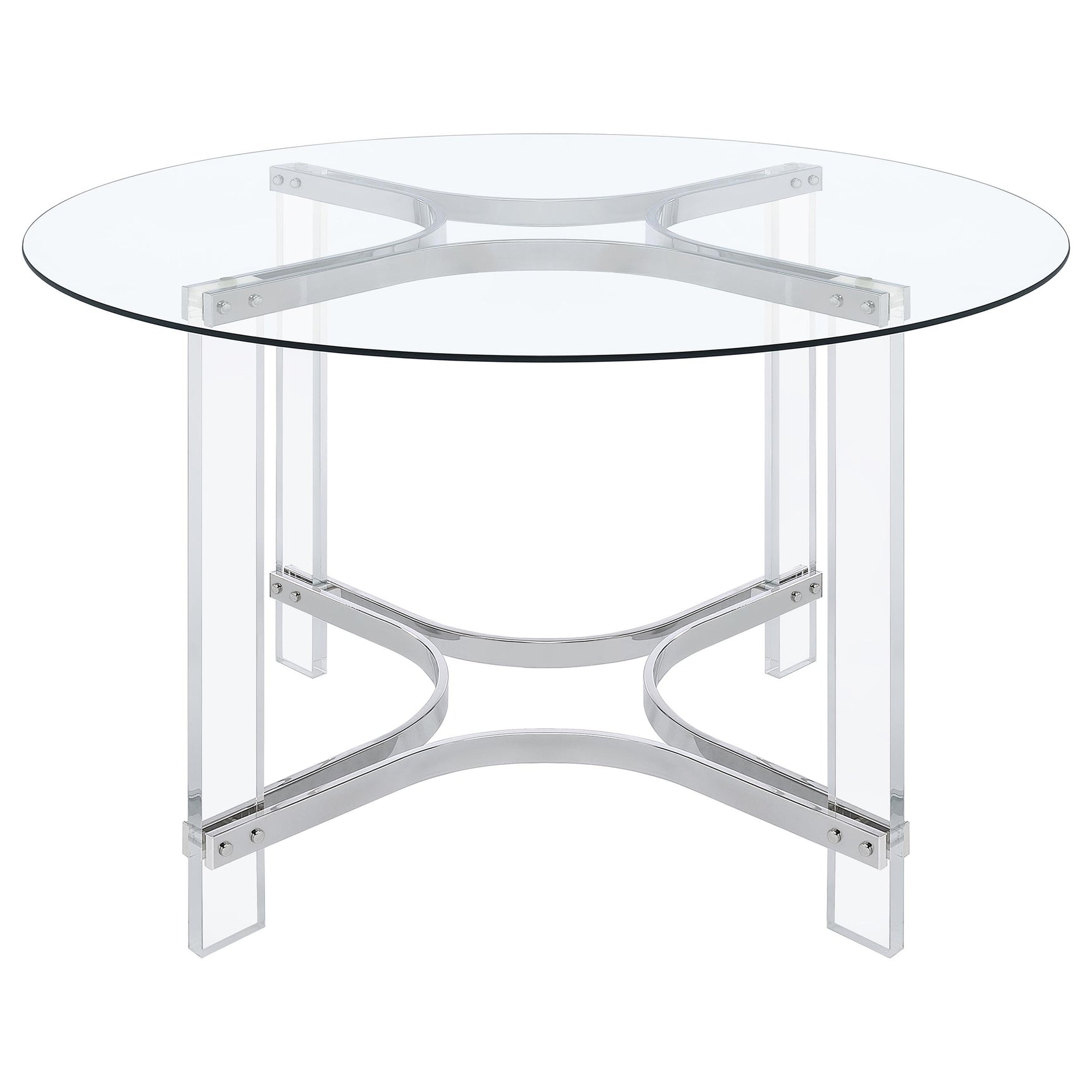 Keeling Chrome Round Glass Top Acrylic Dining Set