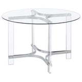 Keeling Chrome Round Glass Top Acrylic Dining Set