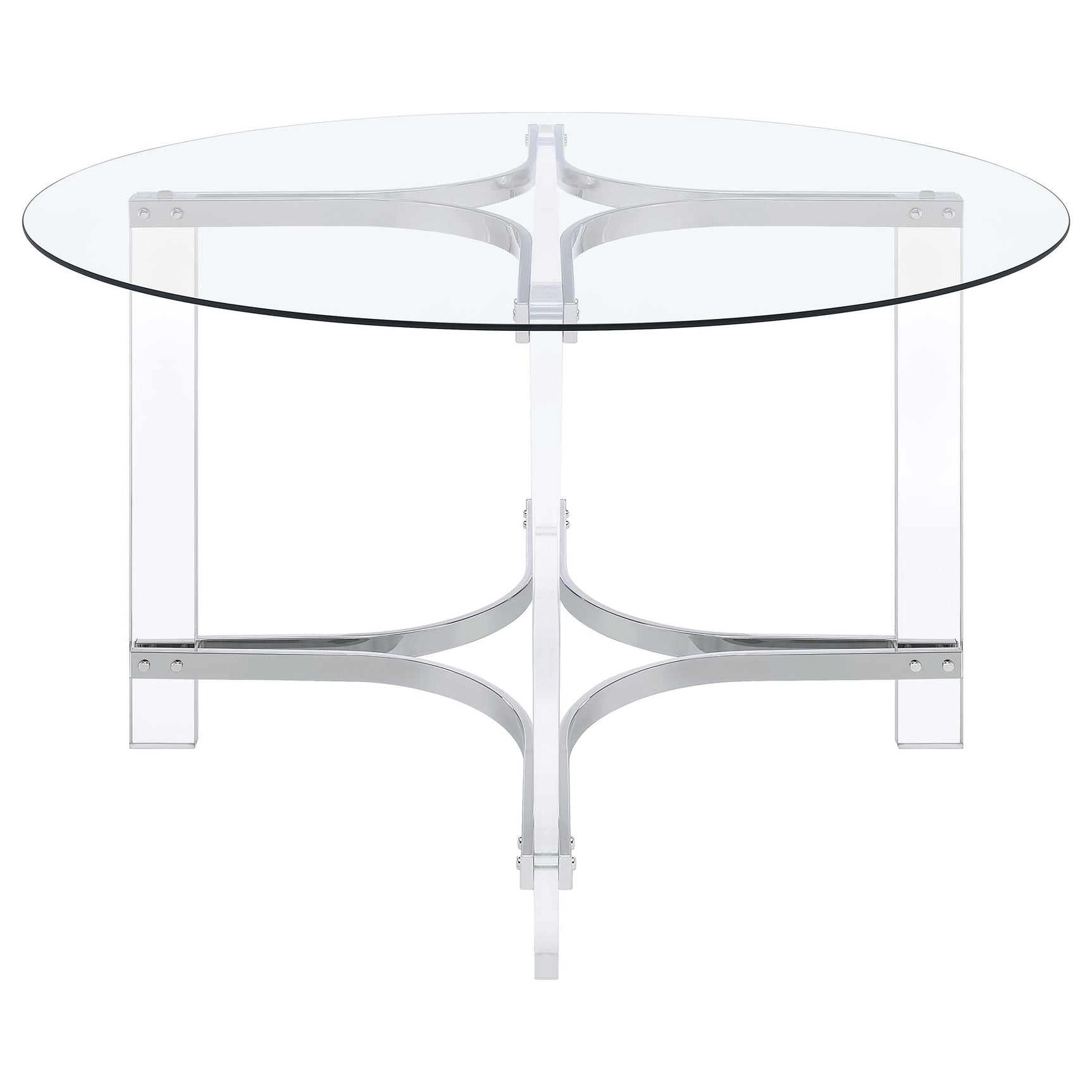 Keeling Chrome Round Glass Top Acrylic Dining Set