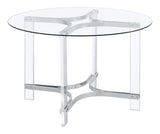 Keeling Chrome Round Glass Top Acrylic Dining Set
