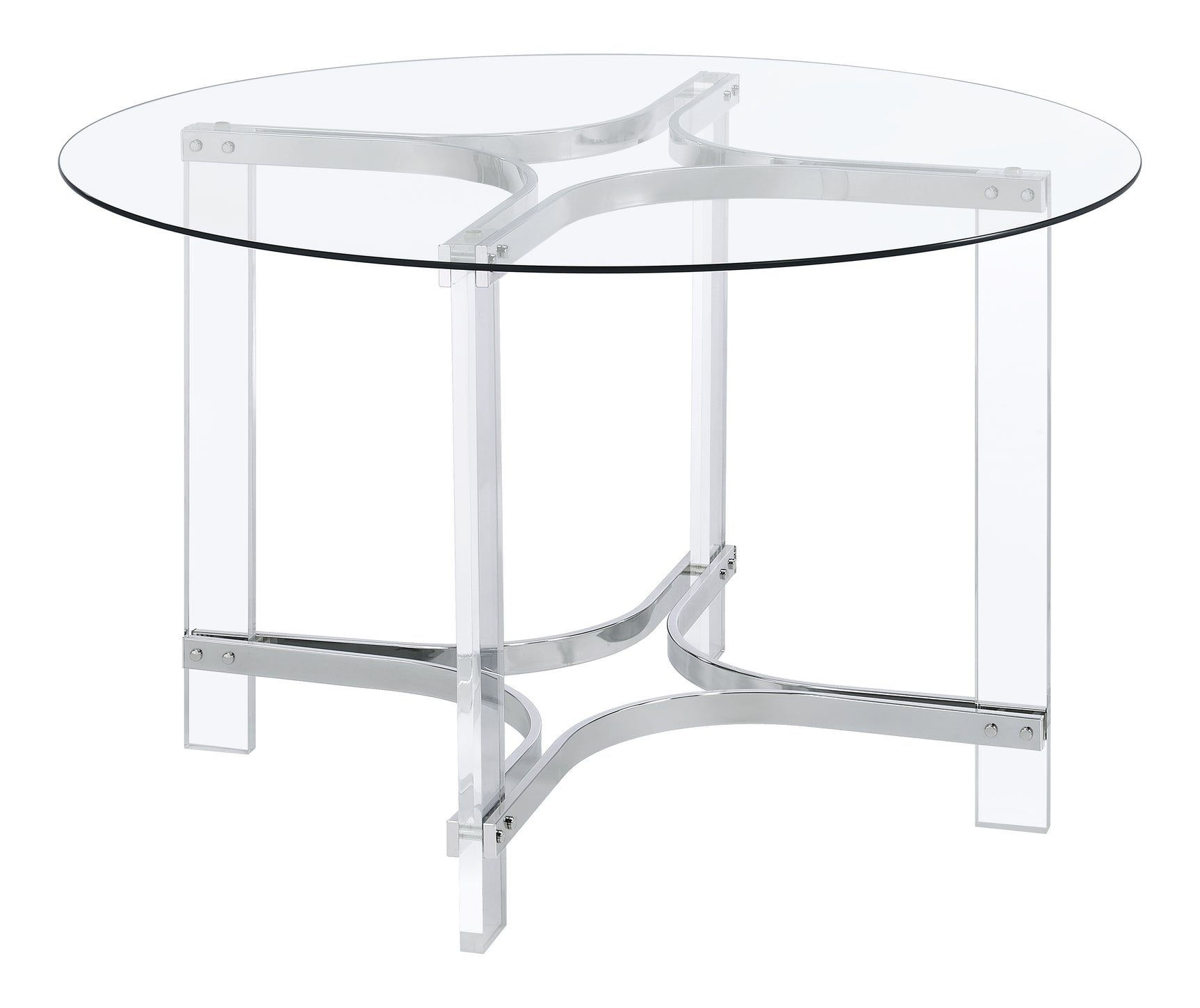 Keeling Chrome Round Glass Top Acrylic Dining Set