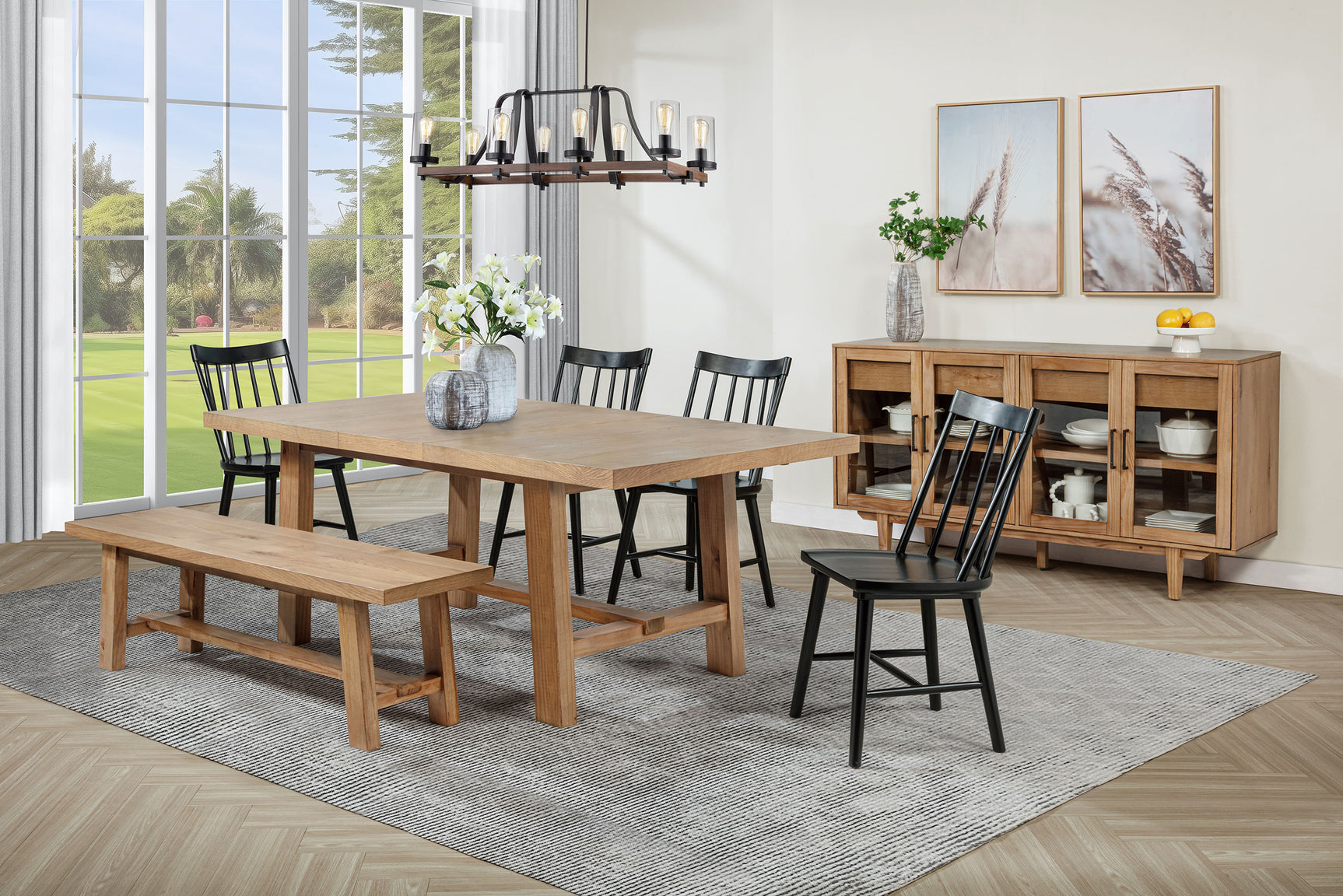 Middleton Brown Black Extension Leaf Dining Room Set