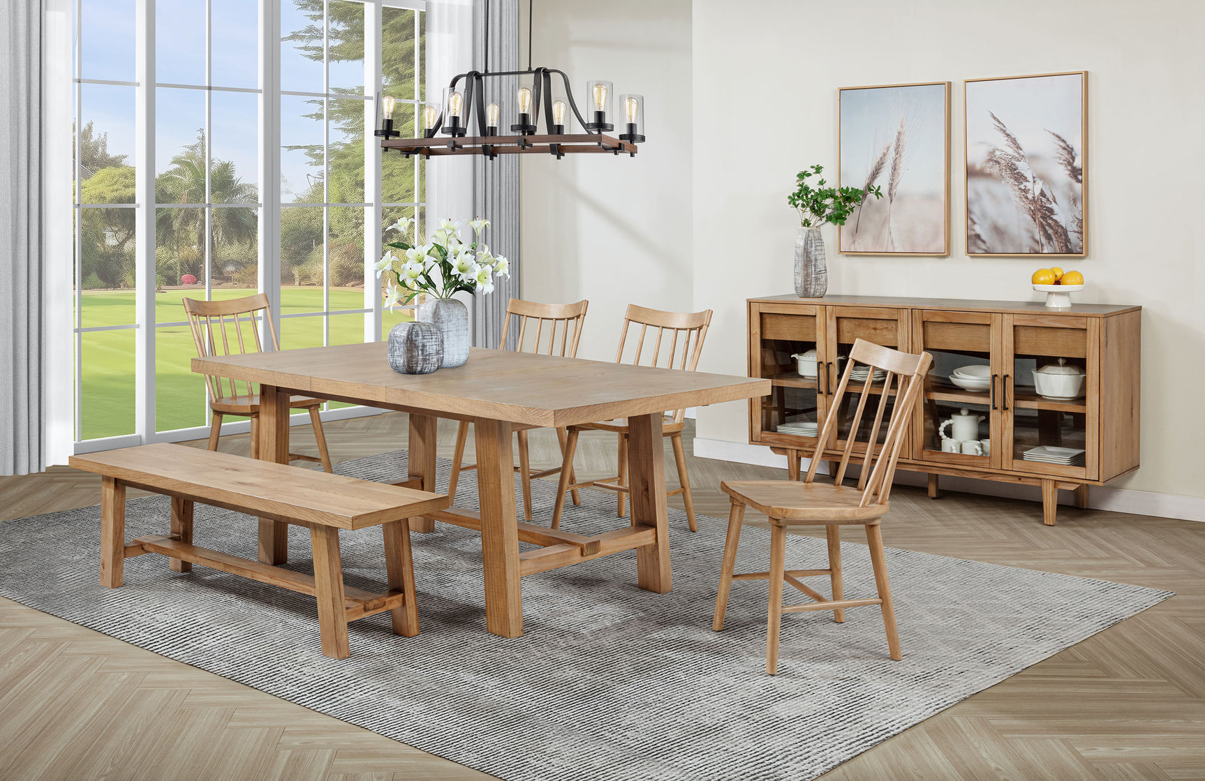 Middleton Natural Brown Extension Leaf Dining Room Set