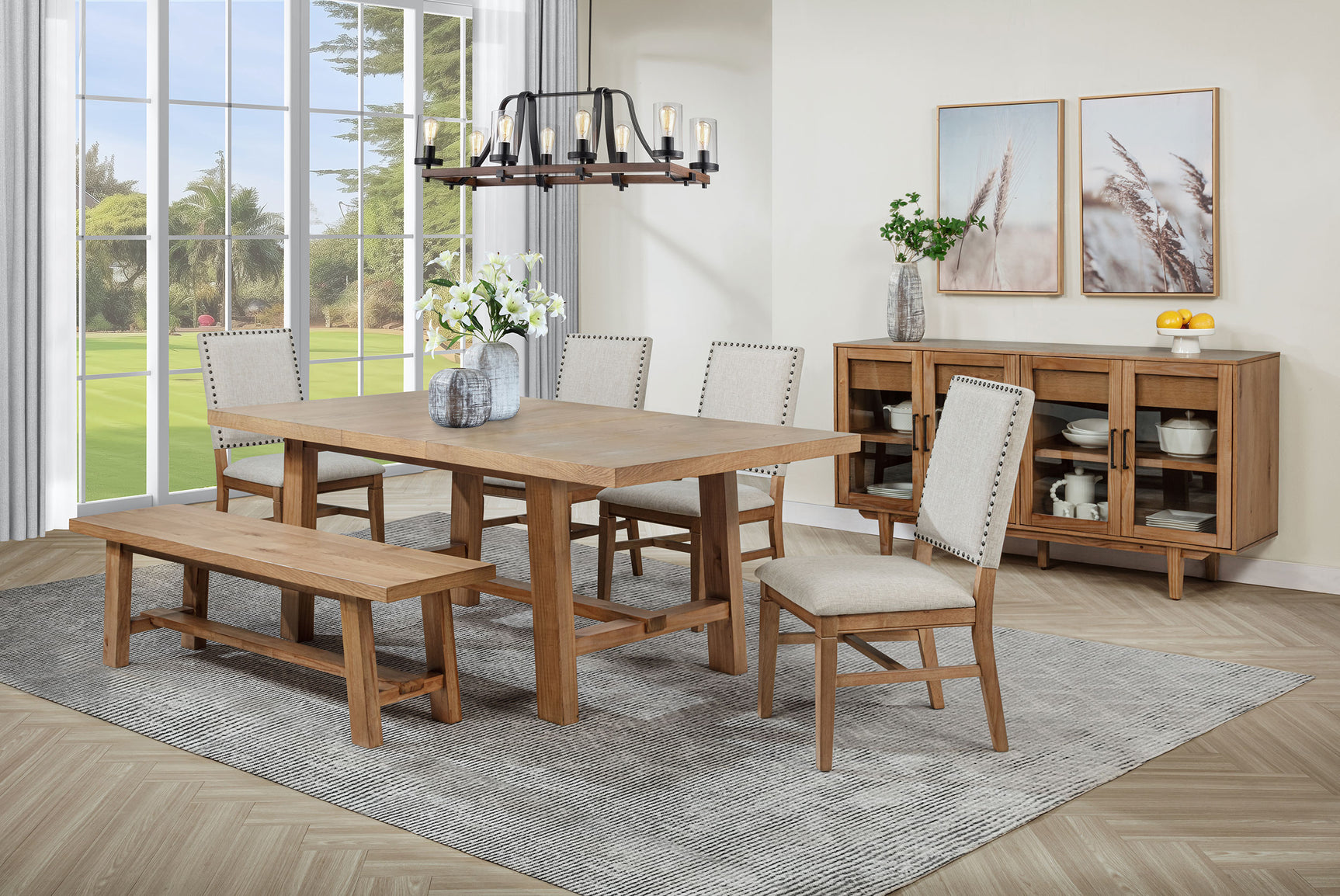 Middleton Brown Beige Extension Leaf Dining Room Set